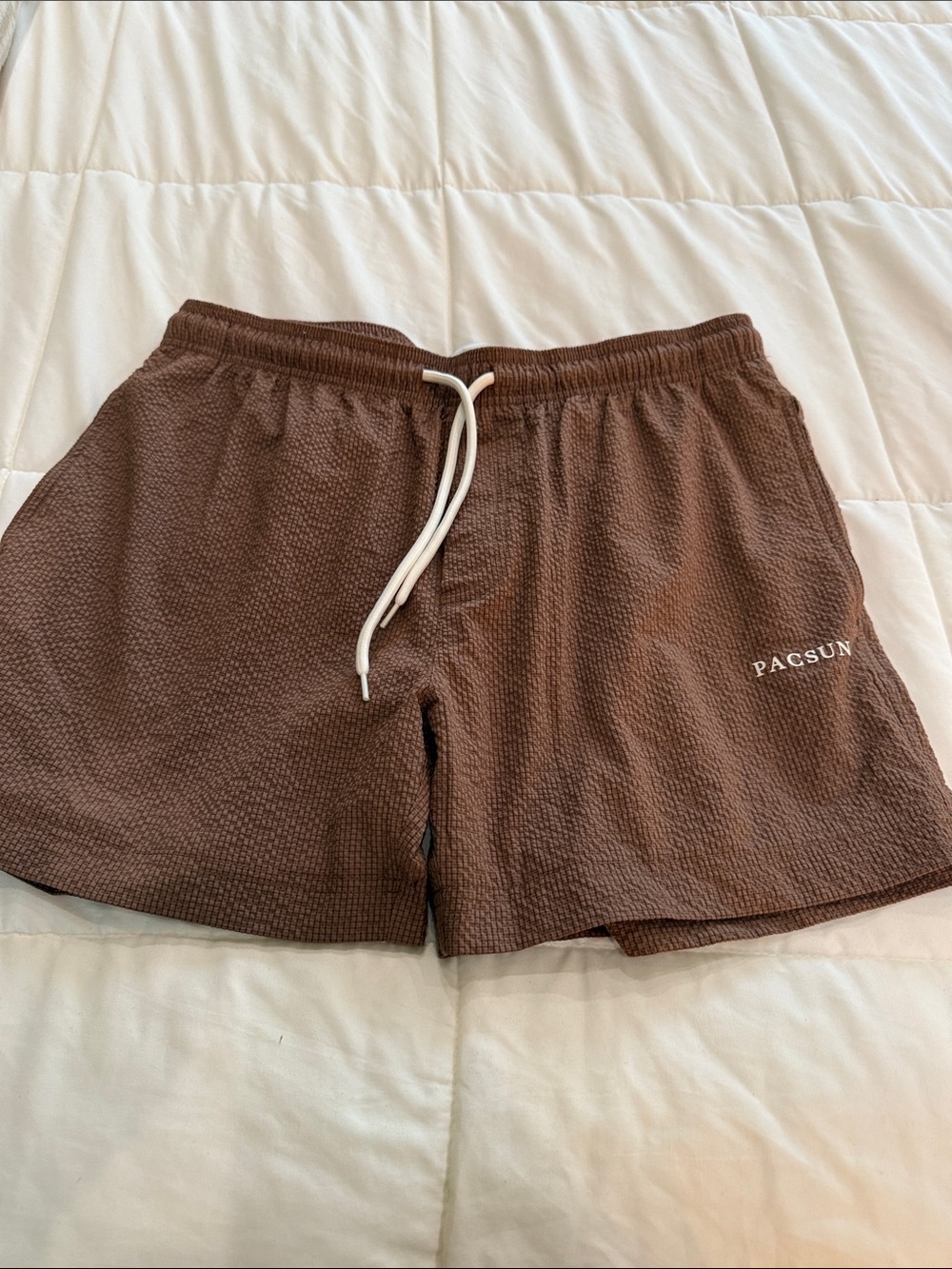 PacSun Brown Men's Waffle Drawstring Swim Shorts